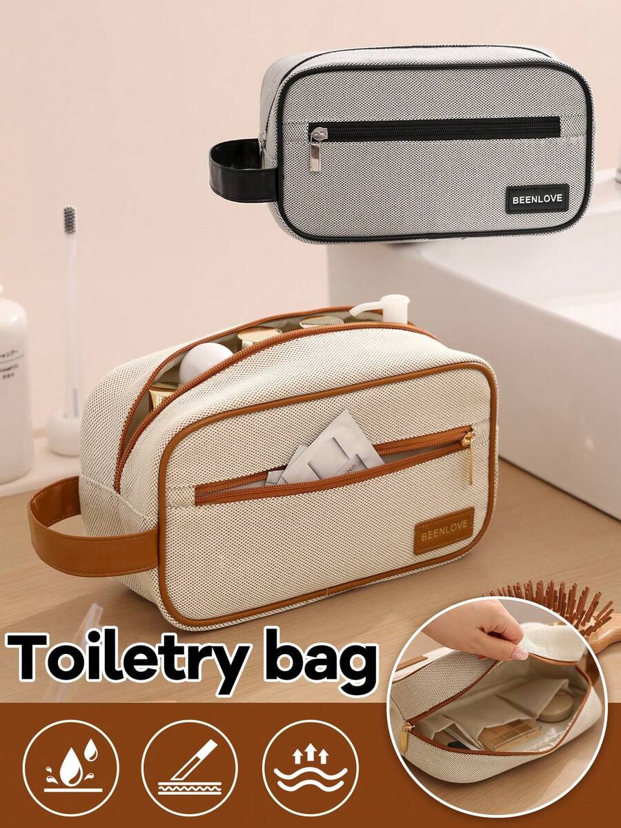 1 Túi đựng đồ vệ sinh cá nhân du lịch dành cho nam – Bộ dụng cụ cạo râu & dụng cụ chải chuốt dành cho cả nam và nữ, Túi đựng đồ vệ sinh cá nhân nhiều ngăn có khóa kéo đôi, Túi có khóa kéo phía trước & Quai xách bên hông, Thiết kế tối giản nam tính dành cho nam và nữ, Đường khâu & Khóa kéo kim loại, Túi đựng dao cạo du lịch nhỏ gọn