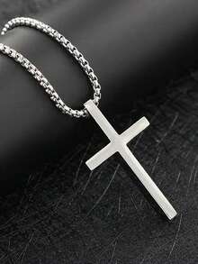 Juego de 3 piezas de joyería de moda de acero inoxidable para hombres, que incluye collar de cruz, pulsera y anillo giratorio, adecuado para uso diario y decoración - Multicolor - Ver 13