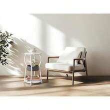 Small Round Side Table With Storage Bag, 3-Tier Accent Round End Table With Four Storage Functions Living Room, 21.6 H Vintage Smalls Corner Table Small Spaces Nightstand Bedroom - D - 11.8 màu trắng - Xem 7