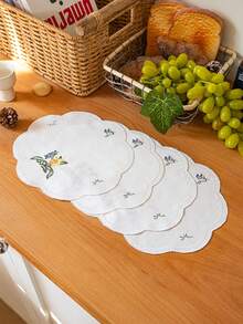 Cirelle 1pc/Multi-Pack White Embroidered Vintage American Style Fabric Coasters, Vase Mats, Decorative Mats, Floral, Minimalist, Practical For Daily Use, Parties, Holidays - White - View 10