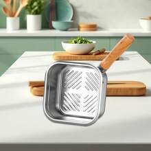 Stainless Steel Deep Fryer Pot With Basket & Tongs, Square Induction Compatible Fry Pan For Indoor Outdoor Cooking - Silver - View 5