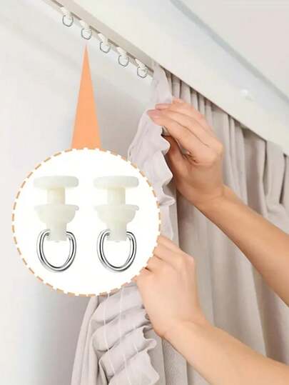 塑料窗帘轨道滑动滚轮配件，适用于客厅、卧室、淋浴房、浴室窗帘和挂钩，顶部安装，白色，天花板安装式窗帘轨道。窗帘滚轮配件。房间隔断。