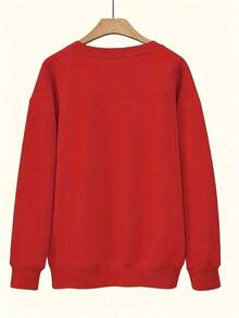 Simple Solid Hoodie Plus Size Women's Clothing, Red Bohemian Astrology Sweater - 260g Heavyweight Crew Neck Pullover, Gradient Red And Black Geometric Pattern, New Moon And Twelve Constellations (Aries, Taurus, Gemini, Cancer, Leo, Virgo, Libra, Scorpio, Sagittarius, Capricorn, Aquarius, Pisces) - Machine Washable Casual Elegant Spring Autumn Layered Sweater, Suitable For Spring Fashion, Autumn And Winter Season Matching, Retro Aesthetics, High-Quality Stitching, Soft Fabric, Fashion Knitwear, Printed Top, Essential For Bohemian Enthusiastslong Sleeve Tops - Đỏ - Xem 2