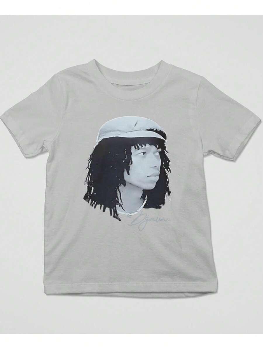 Basic T-Shirt With Djavan Print, New Model - Grey - View 1