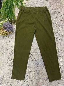 Women's Plusd Pants In Stretch Twill Fabric - Army Green - View 4