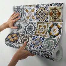 Paper and Wall Washable Self-Adhesive Wallpaper Hydraulic Tile For Kitchen Washroom - Portuguese Tile - View 3