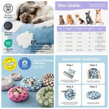 Donut Dog Bed Medium Size Dog - Round Beds Indoor Calming Pet With Washable Cover, Cute Modern Puppy Beds With Jacquard Shaggy Plush Anti Slip Bottom, 30 Inch, Blue - M (30x30x8) + Mây Xanh Ấm Áp - Xem 2