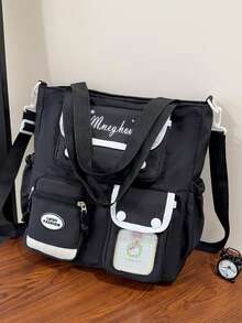 Sac fourre-tout à une épaule et à blocs de couleurs à la mode, sac à main polyvalent de grande capacité pour femmes. Fermeture éclair, intérieur doublé, convient pour le shopping, les déplacements, peut contenir un téléphone, un portefeuille, des cosmétiques. Accessoire pour les jeunes femmes et les femmes d'âge moyen.