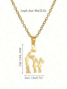 1pc New Stainless Steel Elegant Cartoon Portrait Pendant Necklace, Women Fashion Sweater Chain, Mother's Day Gift, Suitable For Daily And Christmas Wear - 金子 - 查看 3