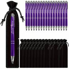 Penne a sfera di lusso personalizzate in metallo e alluminio con astuccio in pelle nera - strumenti di scrittura personalizzati per nome e sito web aziendale, regalo perfetto per uomini, anniversari, compleanni, regali di laurea - Multicolore - Visualizzare 65