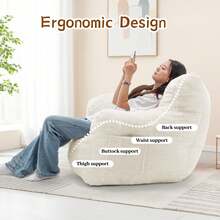 KORSER Bean Bag Chair, Small Comfy Bean Bag Sofa With Armrests For Adults, Cloud Memory Foam Filled Floor Chair With Pockets For Living Room Bedroom - Beige - View 7