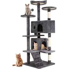 | 54" Cat Tree Tower |  Gray | Sturdy, Easy To Assemble, Multi-Level Activity Center With Sisal Scratching Posts, Condos, Perches, Hanging Cat S, Observation Decks & Ladder,23942388 - Mint Green - View 1