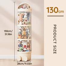 Senmeo ﻿ 3-Tier Stackable Plush Toy Storage Container, Clear Plastic With Sliding Lid, Large Capacity Organizer For 65 Stuffed Animals - Hồng - Xem 7