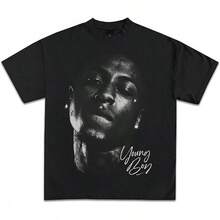 Youngboy Big Face Graphic T-Shirts| MASA Tour Merchandise| Premium Quality Heavyweight Shirt For Adults & Kids - Sig Smirk/Black - Xem 1