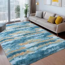 Large Shaggy Area Rug For Living Room & Bedroom – Stain-Resistant Fluffy Carpet With 1.4 In High Pile, Plush Aesthetic Throw Rug, Non-SIip Rubber Backing With 4 Anti-SIip Pads, Durable Edge Stitching – Cozy Minimalist Decor – Great Gift For New Year ! - Màu Khaki - Xem 5