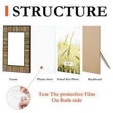 1pc Modern Vertical Line Classic Gallery Photo Frame, Yellow Wood Grain Frame, Photo Wall Decor, Fits 3.5x5", 4x6", 5x7", 6x8", 8x10" Photos, Horizontal Or Vertical Display, Suitable For Study, Bedroom, Living Room (Camera Not Included)