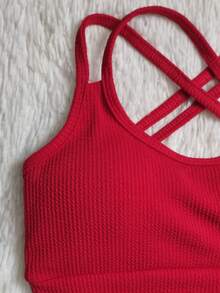 ANARRUGA Cropped Top For Gym Everyday - Red - View 3
