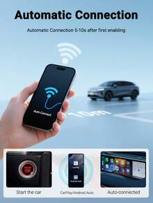 XUDA 2025 NUEVO Súper Mini Adaptador de Cableado a Inalámbrico CarPlay y Android Auto Caja AI 2 en 1 Plug and Play para el 99% de los automóviles originales con CarPlay/Android Auto con cable 2.4~5.0 GHz WiFi5 Elegante y Portátil - Multicolor - Ver 10