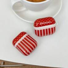 Red Vertical Striped Polka Dot Protective Case For New 4th Generation , 2nd Generation Pro, Women's New Style - Red - View 5