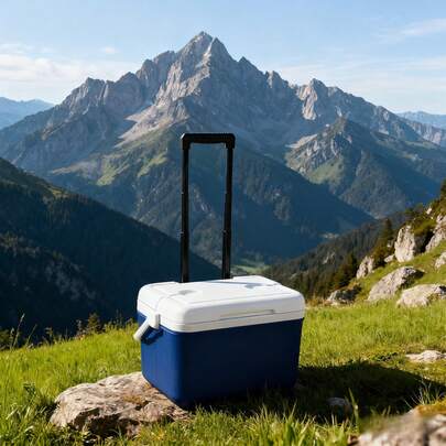 30 Quart Capacity Hard Side Wheeled Cooler, 42-Can, Blue
