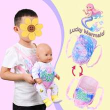 1pc Adjustable Strap Doll Backpack Carrier Suitable For 14-18 Inch Dolls (Doll Not Included), Multiple Colors With Cute & Fashionable Patterns, Adds Fun To Parent-Child Time, Comfortable Fabric - Best Holiday Gift For Kids - Multicolor - View 6