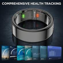 Smart Ring With Display Screen - Fitness Tracker With Heart Rate Monitor, Sleep Tracking, Wireless Charging, Activity/Step/Calorie Counter, Compatible With IOS & Android - Silver - View 3
