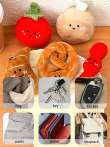 1个创意可爱趣味仿真毛绒食物钥匙扣，可爱毛绒卡通包包挂饰，面包、碱性面包、番茄蔬菜钥匙扣，小饰品，汽车钥匙扣，钥匙挂绳，钥匙扣，钥匙链配件，钥匙圈，送给女性的礼物，送给男朋友的礼物，圣诞礼物，圣诞袜填充物，生日礼物，送给朋友的礼物，节日礼物，活动纪念品，派对礼物。 - 彩色 - 查看 9