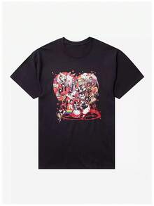 Men's Graphic T-Shirt, Black Casual Crew Neck Tee, 100% Cotton, Men'S & Women'S H Azbin Hotel Pride Flags Graphic T-Shirt - Casual Streetwear With Bold Red & Black Gaming Design, Round Neck Regular Fit Unisex Tee For Casual Attire & Video Game Events, All-Season Comfort, Vibrant Heart-Shaped Print With Colorful Game Characters, Soft Breathable Fabric For Men And Women, Stylish Casual Wear With Unique Pride Flags Group Design, Men Graphic Tee, Funny Tshirt Men, Men Graphic T Shirt, Graphic T Shirt Men, Men' T Shirt, Graphic Tee Men, T Shirt For Perfect Gift For Dad Or Friends, Sizes S-XXXL Christmass Gift - 黑色 - 查看 8