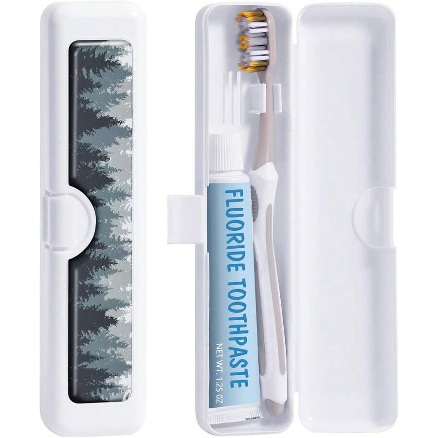 Toothbrush Travel Case - Pattern, Holder And Covers For Toothbrushes, Includes Tongue Scraper Case - 墨樹 - 查看 1