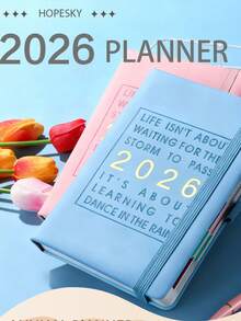 2025 年 1 月至 12 月计划本带英文内页笔记本 A5 PU 皮革封面学校日程计划本每周和每月日记本组织者学习办公用品文具 - 彩色 - 查看 2