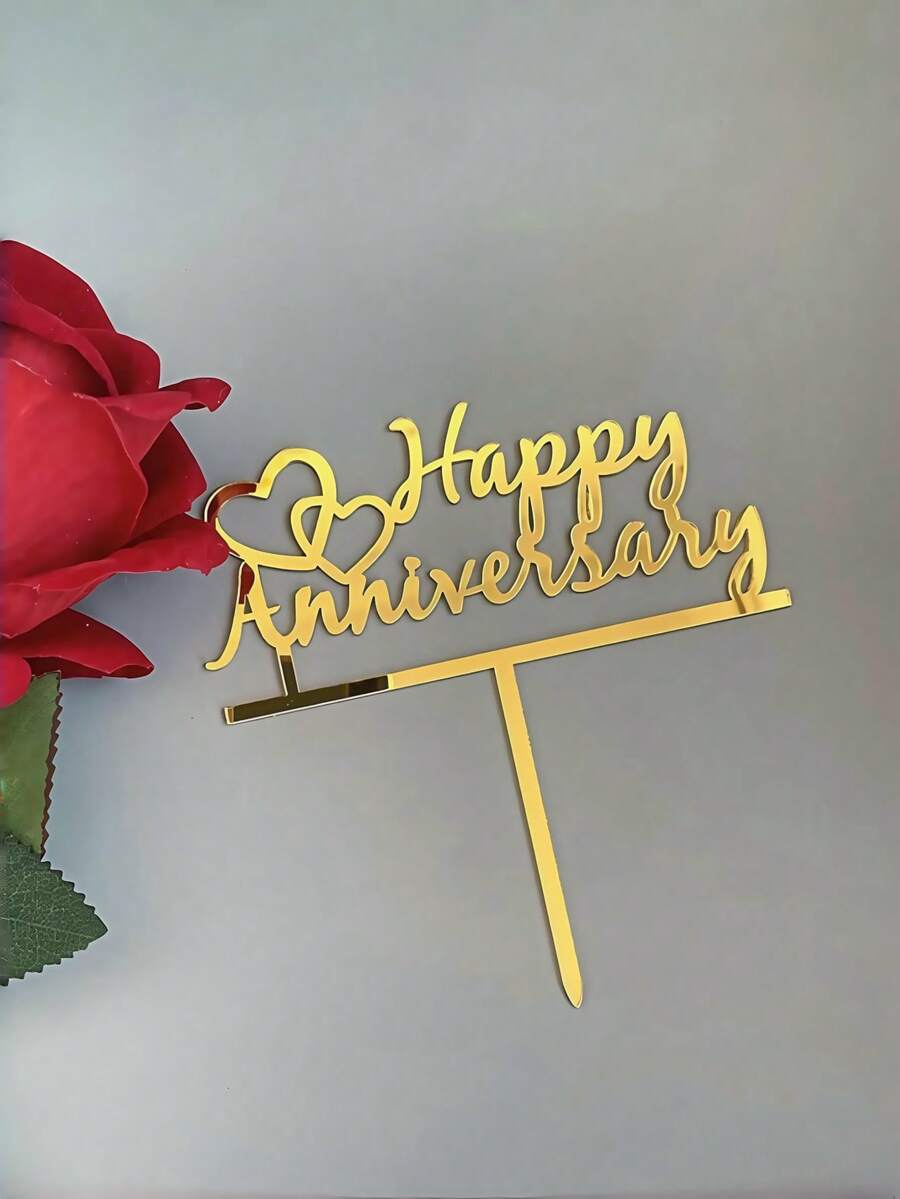 1件/3件/3件 Happy Anniversary 壓克力蛋糕裝飾插牌,週年蛋糕裝飾,情人節蛋糕裝飾,結婚週年蛋糕裝飾,居家廚房必需品,烘焙裝飾,烘焙用品,蛋糕用品 - 金色 - 查看 1
