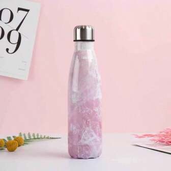 500ml/17oz Double Wall Stainless Steel Insulated Water Bottle, Unisex Outdoor Sports Yoga Small Mouth Tumbler, Minimalist Design For Car, Office, Business Gifts