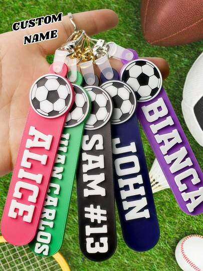 Etiquetas de nombre personalizadas con llavero de mochila 3D impresas, llaveros de acrílico con nombre personalizados, llaveros personalizados de baloncesto, fútbol, voleibol, béisbol, llaveros de atleta personalizados, etiquetas de nombre de acrílico personalizadas, de moda, coloridas, lindas, sencillas, únicas, regalos personalizados, adecuados como regalos de Navidad