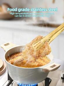 1个可重复使用的带图案食物夹，适用于零食、蛋糕、沙拉、糕点、面包、水果、肉类、烹饪用具、意面夹，多功能厨房用具，厨房用品，厨房配件，家用厨房用品 - 适合万圣节、圣诞节、毕业典礼、婚礼派对、母亲节礼物 - 金色 - 查看 4