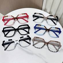 Women's Elegant Square Frame Glasses - Fashionable Color-Block Design With Tortoiseshell Pattern, Lightweight Plastic Frame, Clear Lenses For  Style (Black/Maroon & Red/Clear), Suitable For Daily Wear, Modern And Durable Glasses - D2 - Xem 8