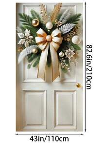 1 peça elegante guirlanda de porta de Natal de poliéster, 35x70 polegadas, decoração festiva para pendurar na varanda para sala de festas e festas, bandeira de porta de estilo artístico para exibição na entrada - Multicolorido - Ver 10