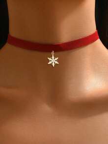 1pc Fashionable Minimalist Elegant Sexy Versatile Single Layer Red Choker Necklace Suitable For Women, For Holiday And Daily Wear - Red - View 10