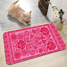 1-Piece Super Absorbent Diatomite Bath Mat Set Floral Pattern Pink Rug Fast Drying Anti-Slip Soft Carpet For Bathroom Shower Laundry Room Kitchen All Season Home Decor Bathroom Accessories - 藍色 - 查看 4