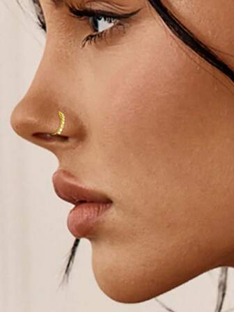 1pc S925 Sterling Silver Nose Ring, Vintage Zirconia Ear Cuff Minimalist Jewelry, Elegant Accessory For Wedding, Party, Gift For Her