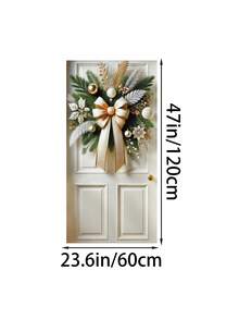 1 peça elegante guirlanda de porta de Natal de poliéster, 35x70 polegadas, decoração festiva para pendurar na varanda para sala de festas e festas, bandeira de porta de estilo artístico para exibição na entrada - Multicolorido - Ver 12