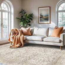 9x12 Area Rugs Living Room - Large Boho Stain-Resistant Rugs With Non-Slip Backing, Vintage Design Bedroom, Beige/Brown, Home Decor Floor - Beige Brown - View 2