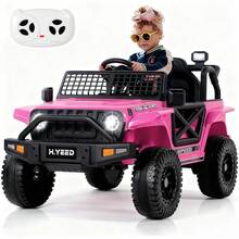 Kids Electric Ride On Car For 3-8, 2 Motors Off Road Truck With 2.4G Remote Control, LED Lights, Music, Horn & Wireless Connection, Battery Powered Ride On Toy For Boys Girls - Pink - View 2