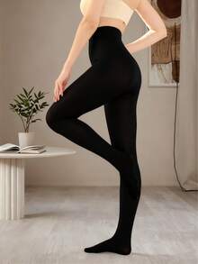 纯色保暖连裤袜，性感修身保暖连裤袜，舒适 - 黑色 - 查看 6