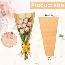 Flower Bags For Bouquets, 100PCS Flower Wrapping Papers 9.8in X 18in, Kraft Flower Wrapping Bags, Floral Wrapping Paper Flower Sleeves For Mother's Day And Flouquets Packaging,23941801 - 灰色 - 查看 2