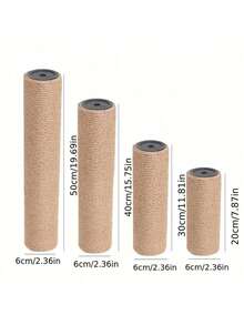 2pcs 6cm Diameter Sisal Rope Cat Scratching Post, Vertical Cat Tree Accessories Pole, Abrasion-Resistant Jute Pole, Cat DIY Building Materials With Screws, 20cm/30cm/40cm/50cm