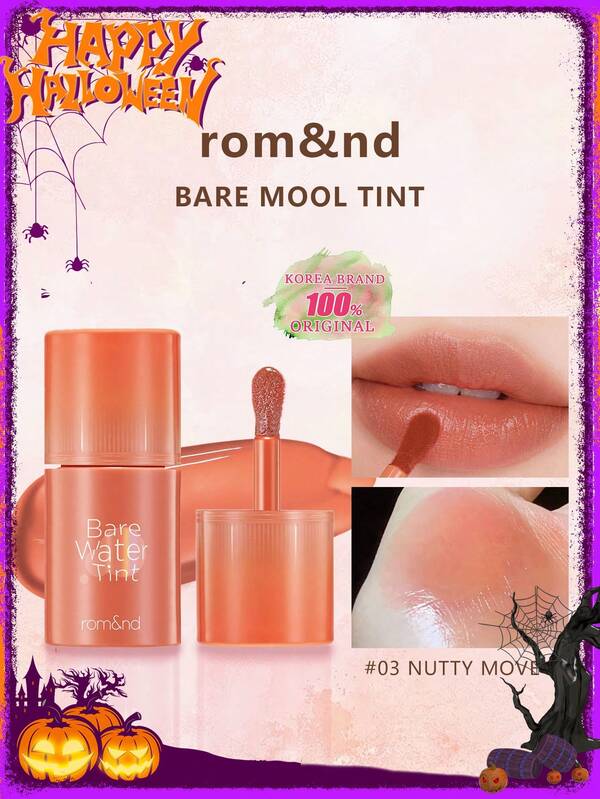 Rom&nd BARE MOOL TINT #03 NUTTY MOV, Rouge à lèvres brillant, couleur vive, longue tenue, ton naturel "mes lèvres mais mieux" | léger | hydraté et longue tenue. Pigmenté, brillant, végan, cosmétique coréen, 4,5g (0,16oz.), CADEAU