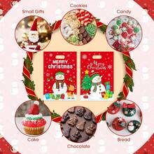 10/25/50 PCS Merry Christmas Goodie Bags Christmas Snowman Plastic Gift Bag With Handle Xmas Cute Double-Sided Printed Treat Candy Bags Xmas Theme Red Party Favor Bag For Winter Holiday Party Supplies - Multicolor - View 5