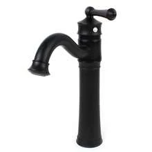 SHIOUCY Wasserhahn Bad Schwarz, Wasserhahn Bad,  Retro Hoch Aufsatzwaschbecken Waschtischarmatur, 360°Schwenkbar Einhebel Waschbecken Armatur, Vintage-Stil badezimmer wasserhahn - Schwarz - Übersicht 6
