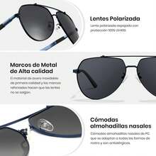 Lentes de Sol Hombres Lentes Piloto Hombres y Mujeres Lentes Antireflejantes Protección UV para Conducir Viajes - Negro - Ver 9
