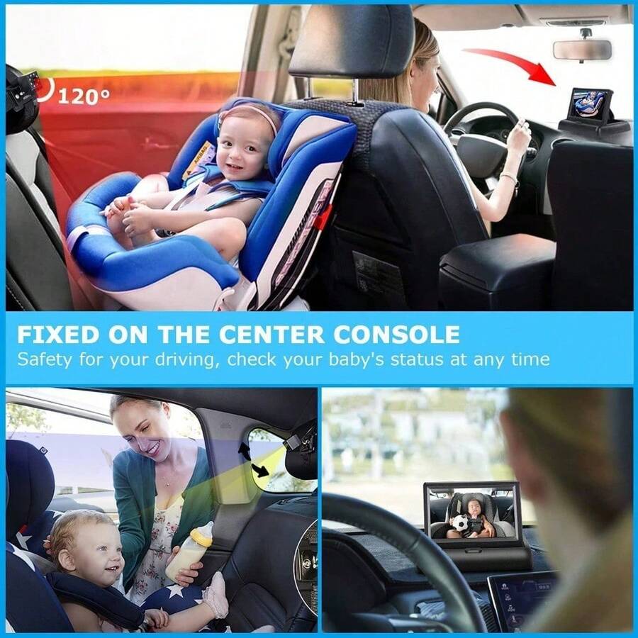 Monitor de bebé para coche con cámara de visión nocturna HD - 4.3 Plegable + Correa de 8 luces (480P) - Ver 1